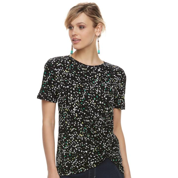 Women's Apt. 9&reg; Knot Front Tee, Size: Small, Black
