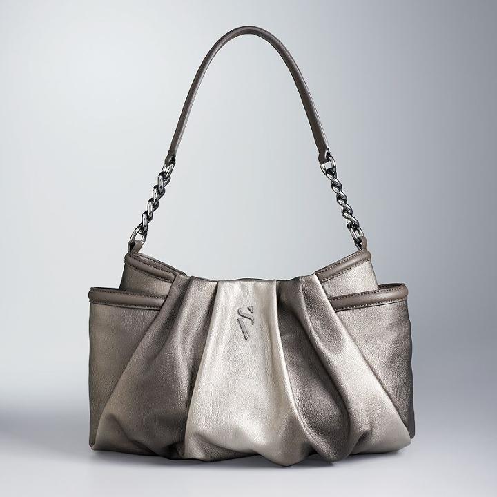 Simply Vera Vera Wang Alicia Pleated Hobo, Women's, Med Beige