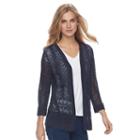 Women's Croft & Barrow&reg; Pointelle Cardigan, Size: Medium, Blue