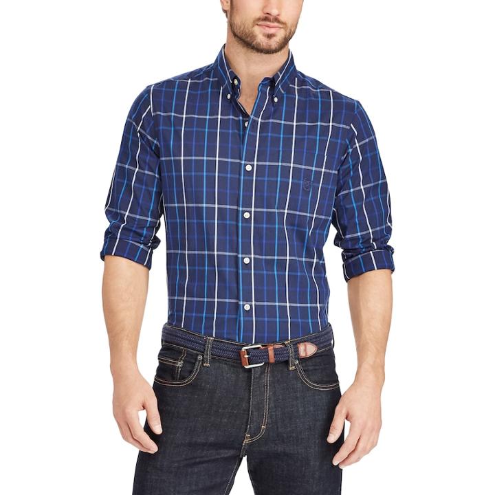 Big & Tall Chaps Plaid Button Down, Men's, Size: 4xb, Blue (navy)