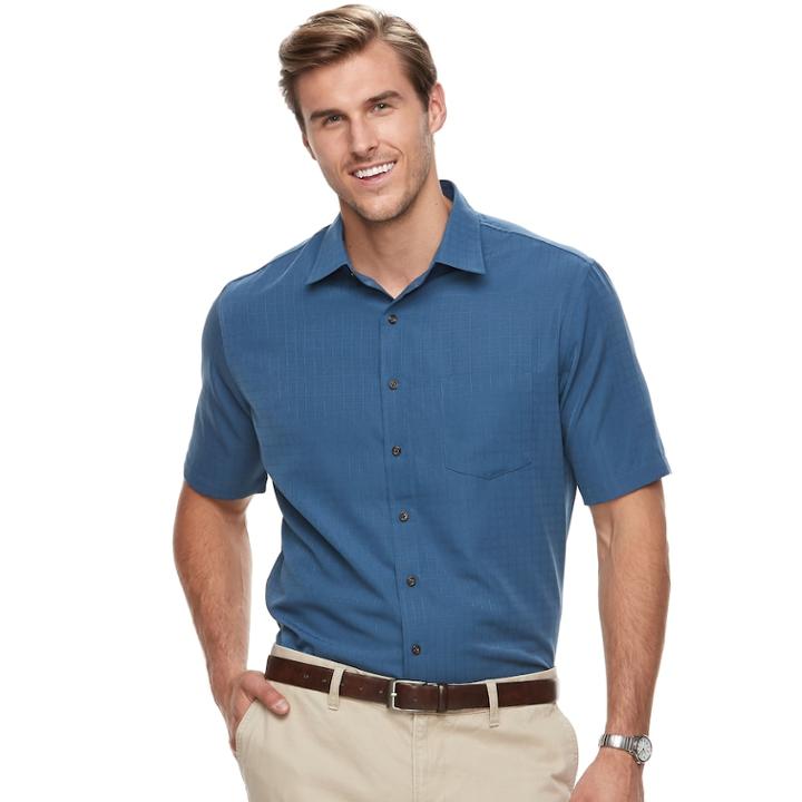 Big & Tall Croft & Barrow&reg; Regular-fit Easy-care Microfiber Button-down Shirt, Men's, Size: 3xl Tall, Blue