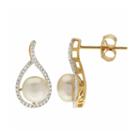 Pearlustre By Imperial 14k Gold Freshwater Cultured Pearl & Diamond Accent Teardrop Earrings, Women's, White