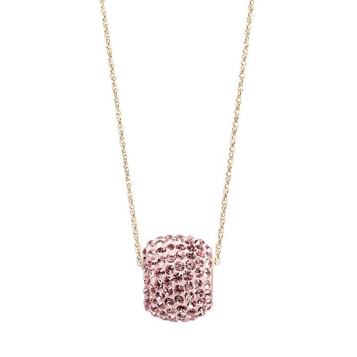 Gold 'n' Ice 10k Gold Crystal Spinner Ball Pendant - Made With Swarovski Crystals, Women's, Size: 18, Pink