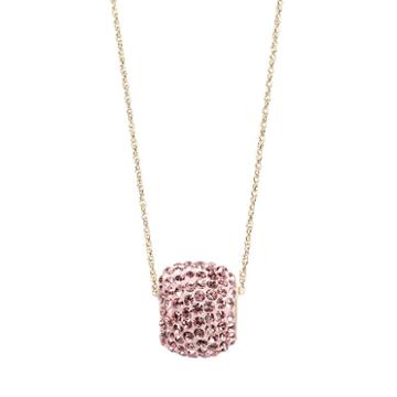 Gold 'n' Ice 10k Gold Crystal Spinner Ball Pendant - Made With Swarovski Crystals, Women's, Size: 18, Pink