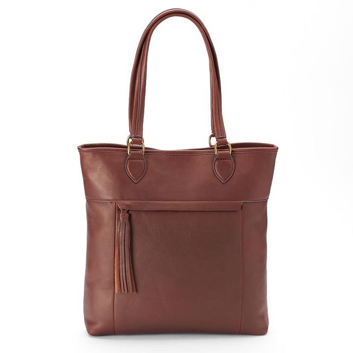Leather North Shore Tote, Women's, Drk Purple