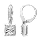 Stella Grace Sterling Silver 1/5 Carat T.w. Diamond Square Drop Leverback Earrings, Women's, White