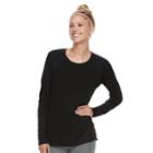 Women's Tek Gear&reg; Terry Ribbed Long Sleeve Top, Size: Small, Black