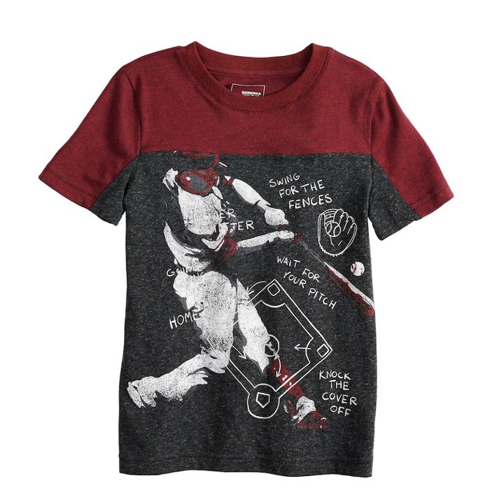 Boys 4-12 Sonoma Goods For Life&trade; Sporty Pieced Graphic Tee, Size: 7, Black