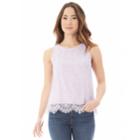 Juniors' Iz Byer Lace Knit Tank, Teens, Size: Large, Lt Purple