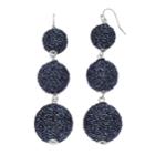 Blue Metallic Thread Wrapped Triple Drop Earrings, Women's