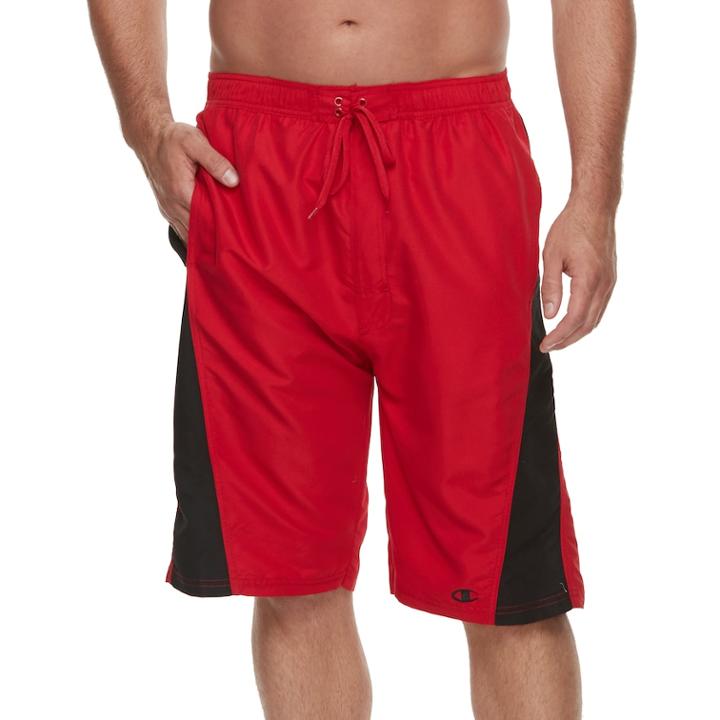 Big & Tall Champion Side-striped Microfiber Board Shorts, Men's, Size: 4xb, Scarlet Black