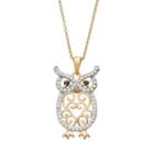 Sophie Miller Cubic Zirconia 14k Gold Over Silver Owl Pendant Necklace, Women's, Size: 16, Black