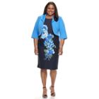 Plus Size Maya Brooke Floral Sheath Dress & Jacket Set, Women's, Size: 22 W, Brt Blue