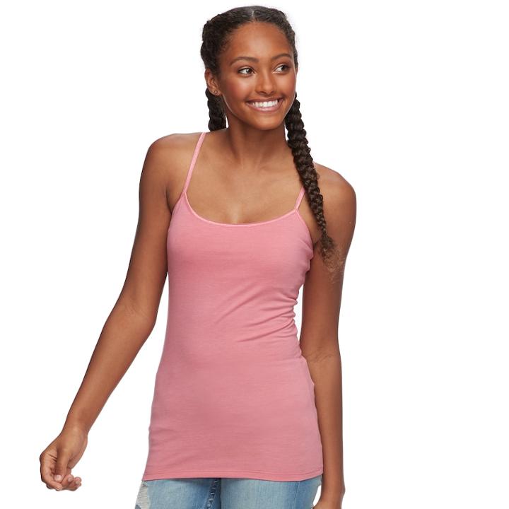 Juniors' So® Scoopneck Satin-trim Cami Tank Top, Teens, Size: Medium, Med Pink