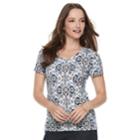 Women's Croft & Barrow&reg; Essential V-neck Tee, Size: Large, Med Grey