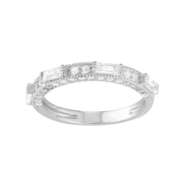 Sterling Silver Lab-created White Sapphire Anniversary Ring, Women's, Size: 8