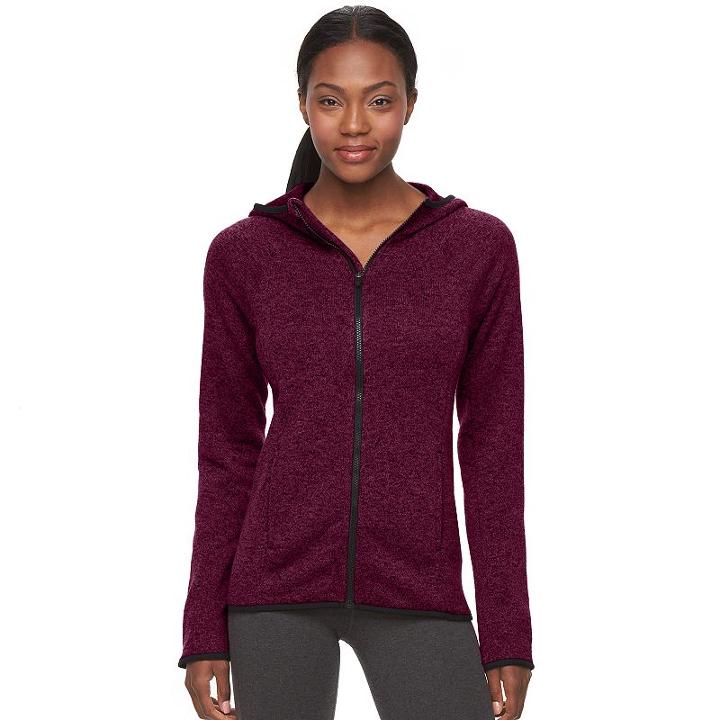 Women's Tek Gear&reg; Marled Fleece Full-zip Hoodie, Size: Xl, Dark Red