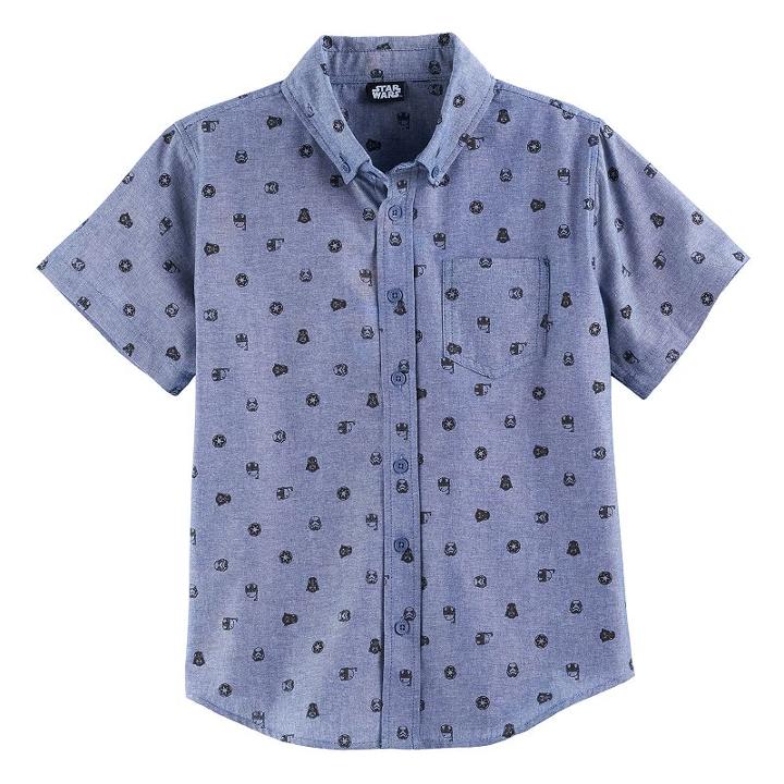 Boys 8-20 Star Wars Button-down Shirt, Size: Medium, Blue
