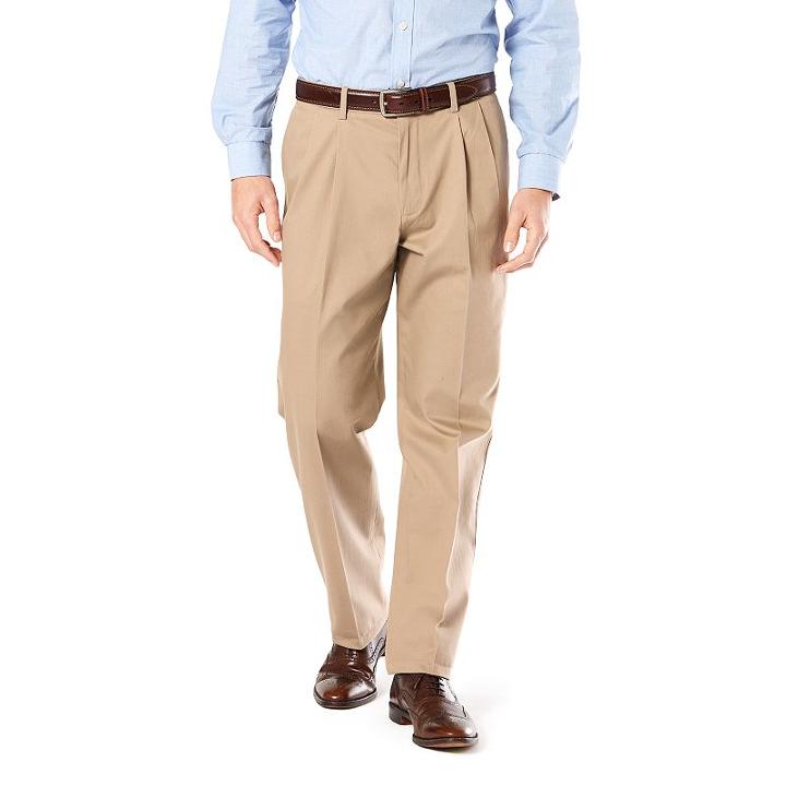 Men's Dockers&reg; Relaxed-fit Signature Stretch Khaki Pants - Pleated D4, Size: 30x30, Dark Beige