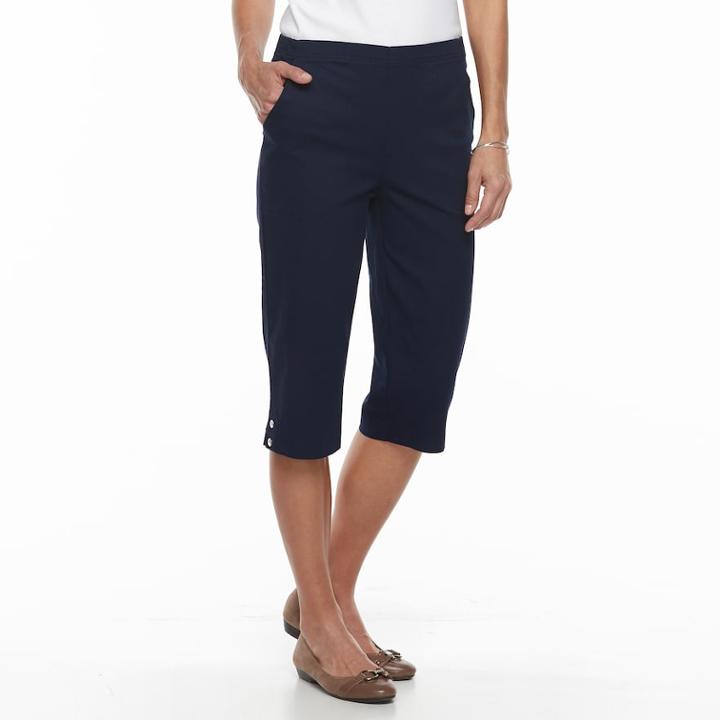 Petite Croft & Barrow&reg; Snap-hem Capris, Women's, Size: 8 Petite, Blue
