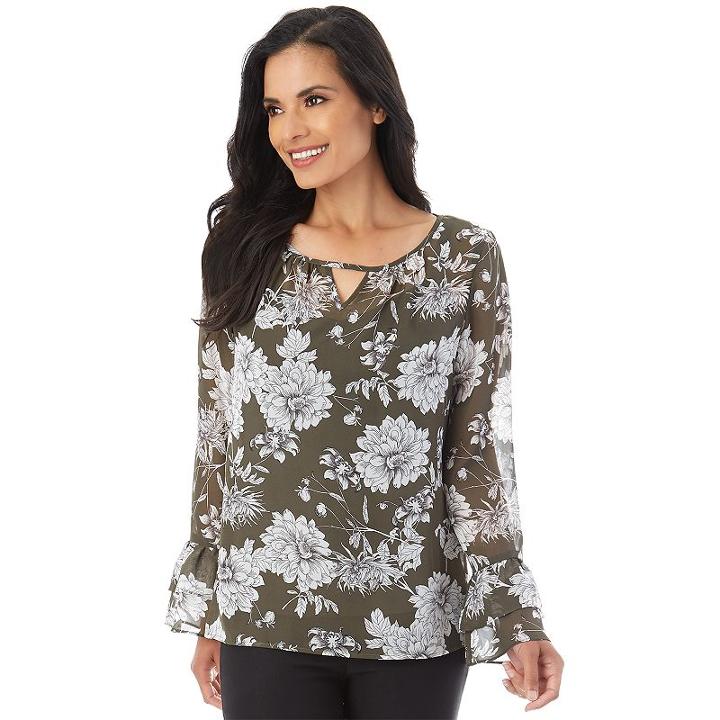 Women's Apt. 9&reg; Print Keyhole Top, Size: Regular, Ovrfl Oth