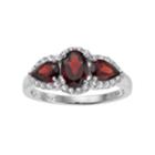 Sterling Silver Garnet & White Topaz 3-stone Ring, Women's, Size: 6, Red