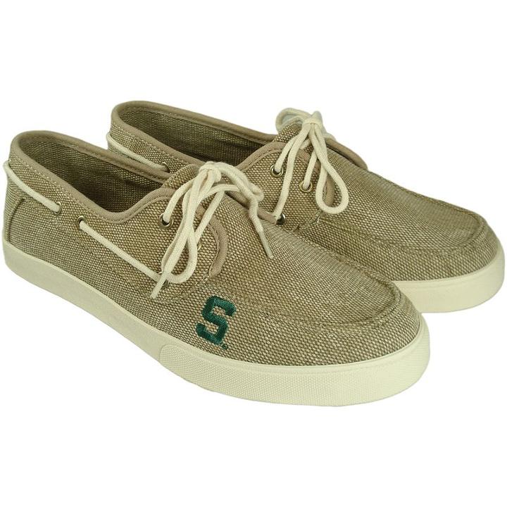 Men's Michigan State Spartans Captain Boat Shoes, Size: 11, Beig/green (beig/khaki)