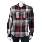 Big & Tall Urban Pipeline&reg; Plaid Flannel Button-down Shirt, Men's, Size: L Tall, White