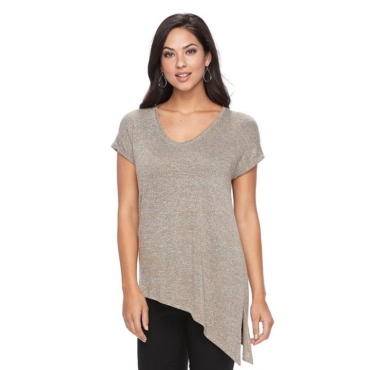 Women's Apt. 9&reg; Asymmetrical Tee, Size: Medium, Med Beige