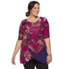 Plus Size Dana Buchman Sharkbite Elbow Sleeve Tunic, Women's, Size: 1xl, Purple