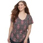 Juniors' Plus Size Mudd&reg; Roadtrip Scoopneck Tee, Teens, Size: 1xl, Oxford