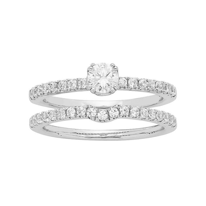 14k White Gold 3/4 Carat T.w. Igl Certified Diamond Engagement Ring Set, Women's, Size: 7
