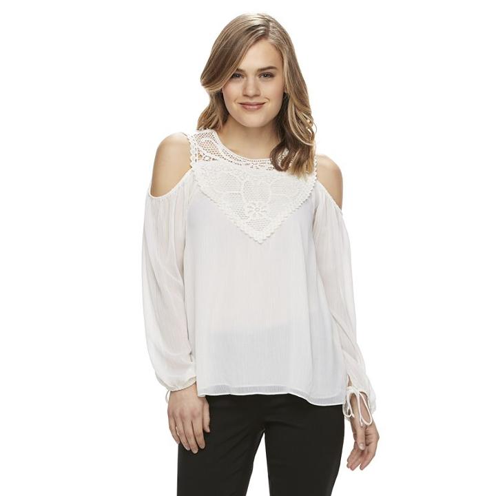 Disney's Beauty And The Beast Juniors' Cold Shoulder Top, Girl's, Size: Xl, Natural