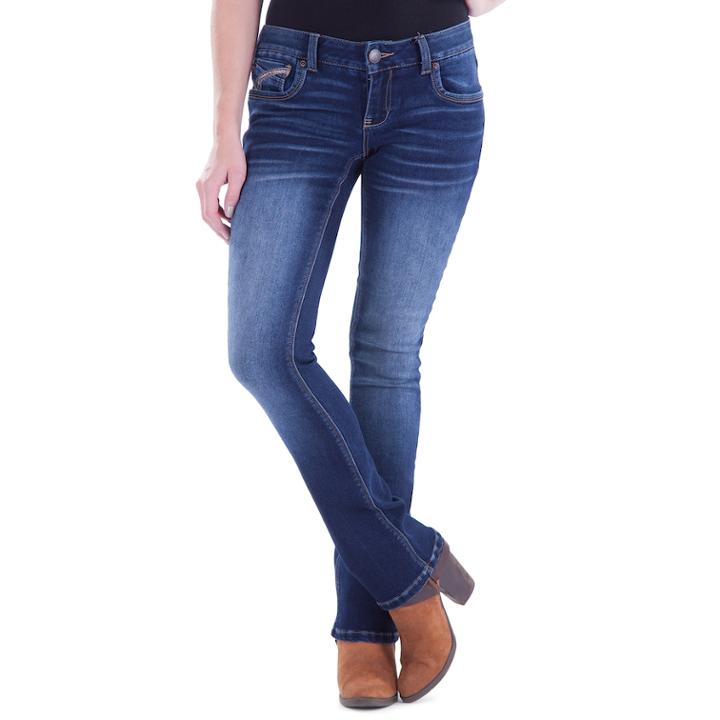 Juniors' Amethyst Faded Baby Bootcut Jeans, Teens, Size: 16, Dark Blue