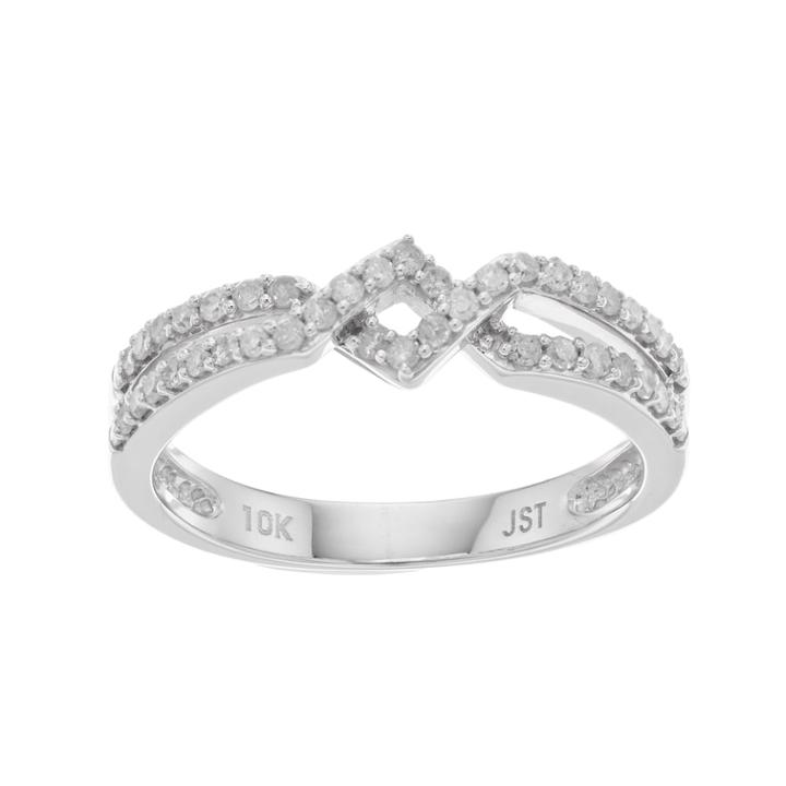 10k White Gold 1/3 Carat T.w. Diamond Zig Zag Ring, Women's, Size: 5