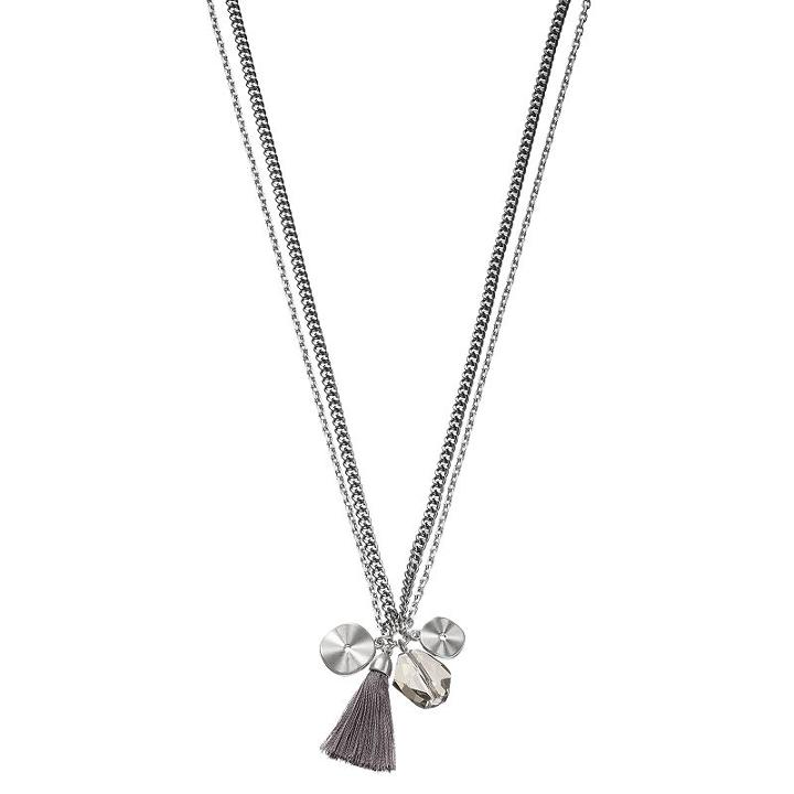 Simply Vera Vera Wang Two Tone Disc, Bead & Tassel Cluster Pendant Necklace, Women's, Silver