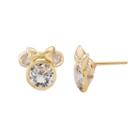 Disney's Minnie Mouse Kids' 14k Gold Cubic Zirconia Stud Earrings, Women's, White