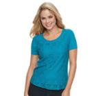 Petite Croft & Barrow&reg; Lace Tee, Women's, Size: Xl Petite, Turquoise/blue (turq/aqua)