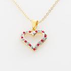 18k Gold-over-silver Ruby Heart Pendant, Women's, Red