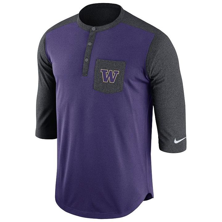 Men's Nike Washington Huskies Dri-fit Touch Henley, Size: Xxl, Ovrfl Oth