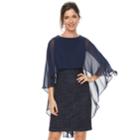 Women's Jessica Howard Lace Capelet Sheath Dress, Size: 16, Blue (navy)