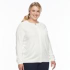 Plus Size Croft & Barrow&reg; Essential Button-front Jersey Cardigan, Women's, Size: 1xl, White