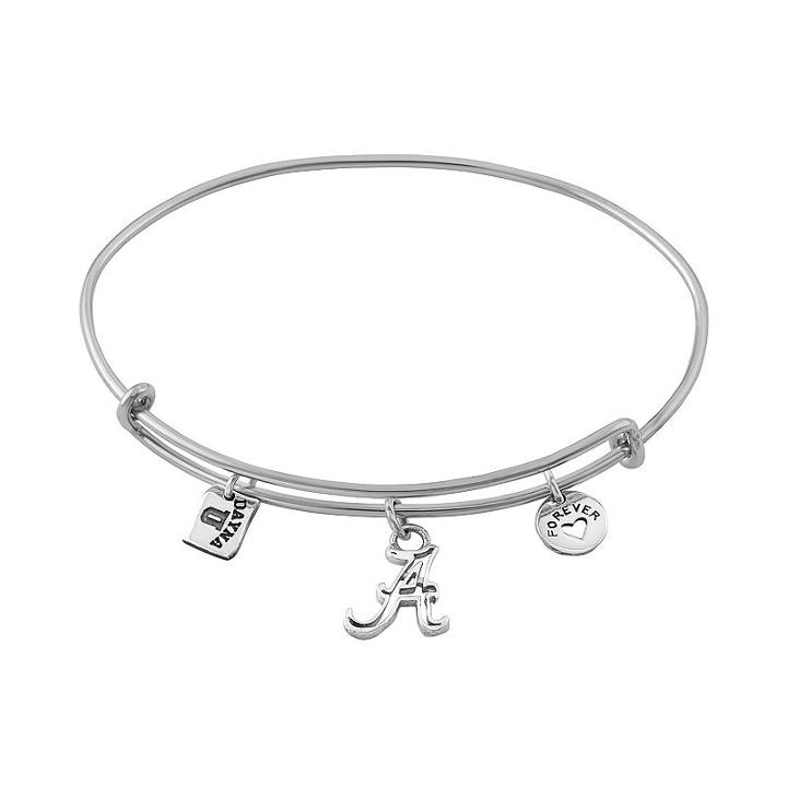 Dayna U Sterling Silver Alabama Crimson Tide Charm Adjustable Bangle Bracelet, Women's, Grey