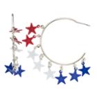 Red, White & Blue Nickel Free Star Hoop Earrings, Women's, Multicolor