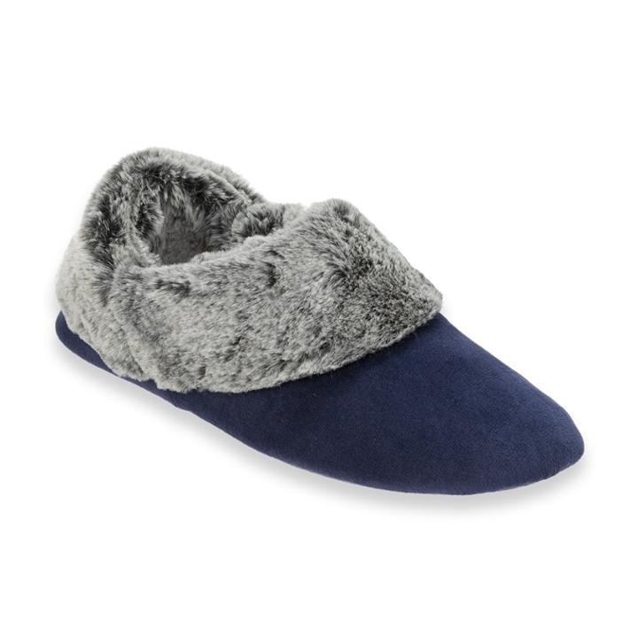 Women's Dearfoams Velour Bootie Slippers, Size: Large, Blue