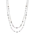 Long Pink Beaded Double Strand Station Necklace, Women's