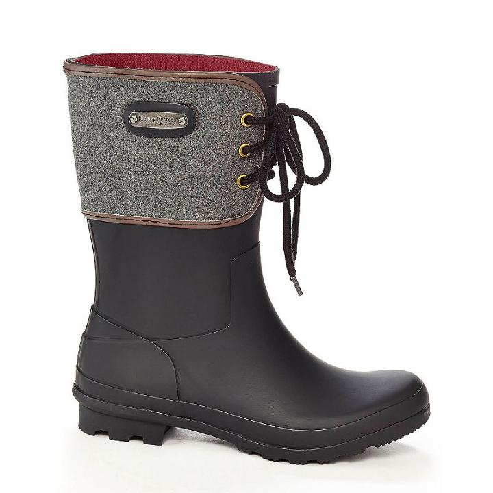 Henry Ferrera Bravo Women's Water-resistant Lace-up Rain Boots, Size: 8, Black