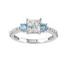 Diamond And Sky Blue Topaz Engagement Ring In 14k White Gold (1/2 Ct. T.w.), Women's, Size: 5