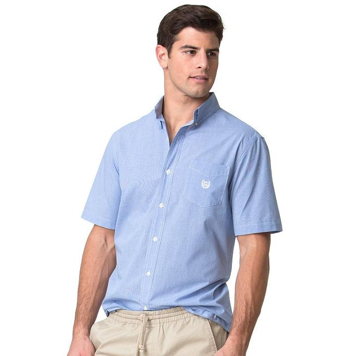 Men's Chaps Classic-fit Houndstooth Easy-care Button-down Shirt, Size: Xl, Blue