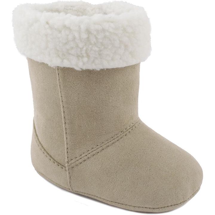 Baby Girl Wee Kids Suedecloth Faux-fur Trim Boot, Size: 0, Lt Brown